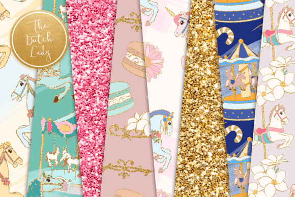Download Horses Carrousel Scrapbook Papers - Scrapbook papers Collection