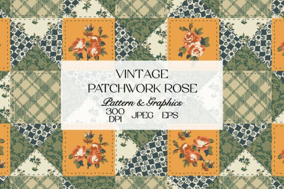 Download Vintage Patchwork Rose Pattern - Rose pattern Collection