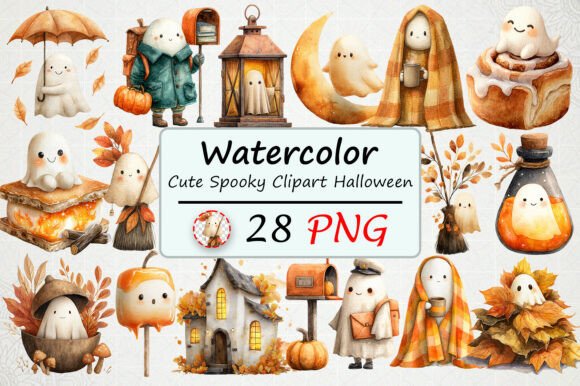 Download Watercolor Cute Spooky Clipart Halloween - Premium Bundle