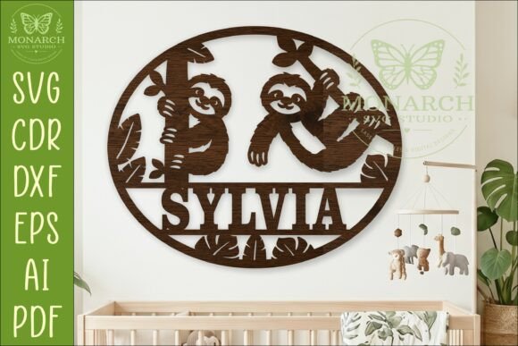 Download Cute Sloths Name Sign SVG | Personalized - Personal Collection