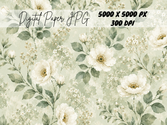 Download Sage Green Vintage Floral Rose Pattern - Rose pattern Collection