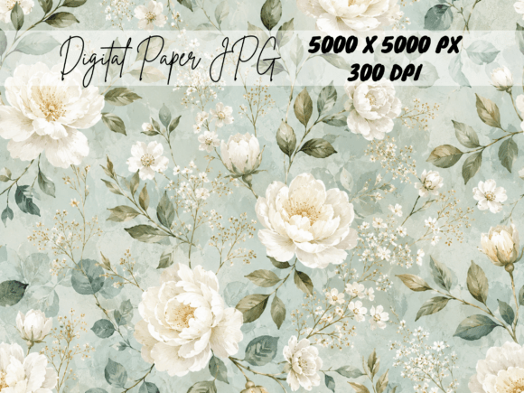 Download Sage Green Vintage Floral Rose Pattern - Premium Resources