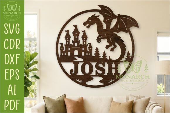 Download Personalized Dragon Castle Name Sign SVG - Personal Collection