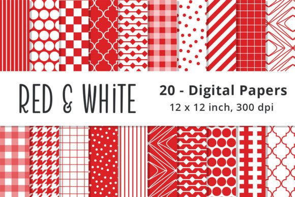 Download Red and White Digital Scrapbook Papers - Scrapbook papers Collection